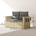 thumbnail image 3 of Outsunny Wicker Outdoor Sofa Patio Loveseat with Side Trays, Light Grey, 3 of 10