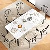 Industrial Dining Table for 6-8, Rectangular Wood Top with Metal Legs, Modern Farmhouse Dining Table for Kitchen, Dining Room, Living Room, Office,Black+White