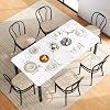Industrial Table à manger pour 6-8, Top en bois rectangulaire avec jambes en métal, Table à dîner moderne pour la cuisine, Salle à manger, Salon, Bureau, Noir+Blanc