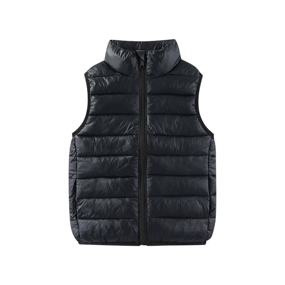 ZACPNCV Kids Boys Girls Down Puffer Vest Sleeveless Windproof Packable Warm Winter Vest Black 11-12 Years