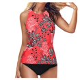 thumbnail image 1 of Women Tankini Swimsuit High Waist High Neck Tummy Control Two Piece Bathing Suits Halter Swimwear Set, 1 of 4