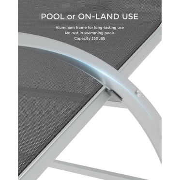 3-Piece Outdoor Chaise Lounge Chair Set – Adjustable Aluminum Recliners with Table – Heavy-Duty, Weather-Resistant for Poolside, Patio, Garden, Beach, Grey