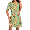 thumbnail image 2 of Ovzne Robes pour Femmes 2025 Robe pour Femme Mode pour Femmes Robe à Col Rond à Manches Courtes Imprimée Robe Chandail Robe Grande Taille à Manches Courtes Liquidation, 2 of 5