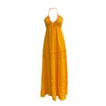 thumbnail image 3 of Gupgi Women Halter Long Dress Sleeveless V-Neck Ruffle Ruched Flowy Dress Summer Tie Backless Beach Dresses, 3 of 7