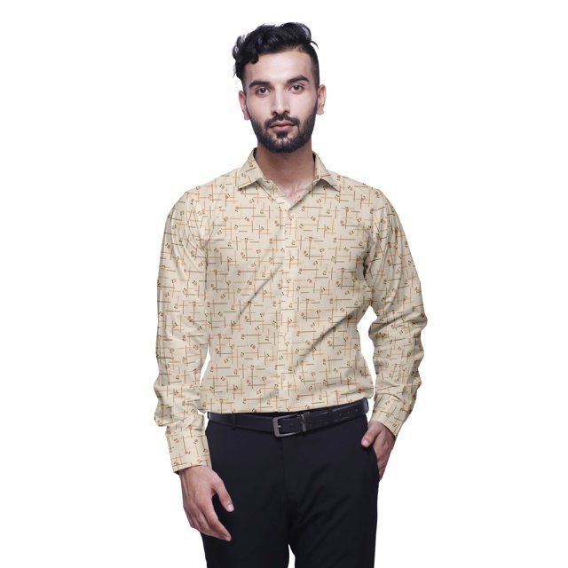 BESTMAN Chemises en Coton pour Hommes à Manches Longues Chemise Formelle Imprimée