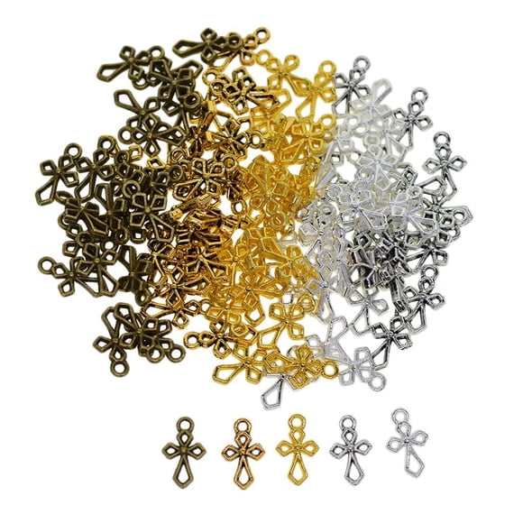 Abbracc 100 Pcs Breloques Croix Ajourées Vintage à Filigrane Bijoux Bricolage Fabrication Mixte