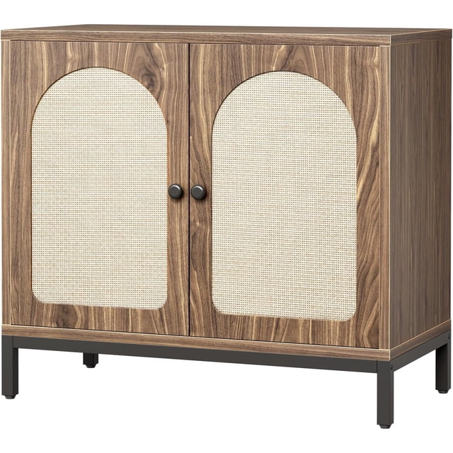 EastVita Buffet Cabinet with Storage Kitchen Storage Cabinet with Rattan Doors, Accent Cabinet with Adjustable Shelf, Boho Accent Liquor Bar Console Cabinet