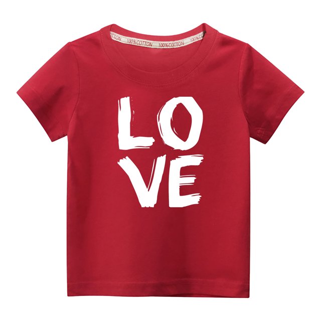 Penkiiy Tout-Petits Enfants Garçons Filles Mode Mignon Col Rond Imprimé Manches Courtes Haut 3-4 Ans Rouge