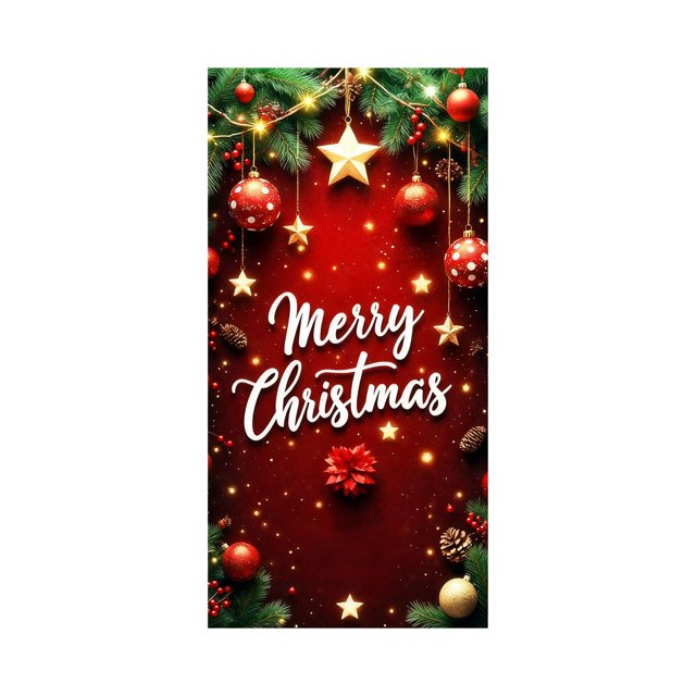 Qiulaii 2 Pcs Rideau de Porte de Noël Festif avec Père Noël, Décoration de Fête en Polyester pour Porte d'Entrée, Mur et Fête, Décor Intérieur Réutilisable 35*71 Po