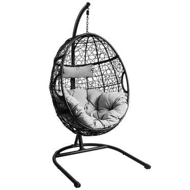 Gymax Chaise Hamac Suspendue Chaise Balançoire en Forme d'Oeuf avec Coussin de Siège Oreiller Support