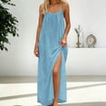 thumbnail image 3 of Daiosportswear Robe Longue de Détente pour Femmes à Bretelles Spaghetti, Dos Nu, Coupe Ample, Robe-Robe à Manches Courtes pour Femmes Bleu Pâle 29, 3 of 7