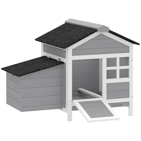 PawHut Wooden Chicken Coop, Rabbit Hutch with Nesting Box, 36" x 25" x 27"