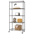 thumbnail image 1 of TRINITY Basics 5-Tier Wire Shelving Rack | 36 x 18 x 76 | Includes Wheels | NSF | Black, 1 of 5