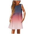 thumbnail image 1 of FhsagQ Robes Filles Été Sans Manches Robe Ligne Confort Col Rond Décontractée avec Imprimé Dégradé pour Tout-Petits Enfants Plage Extérieur Marine 13-14 Ans, 1 of 5