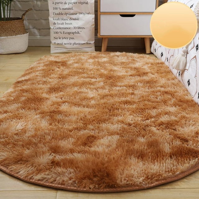 Hxlamzoo Fluffy Oval Area Rug, Soft Tie Dye Rug, Shaggy Colorful Rug, for Bedroom, Living Room, Teen Dorm, Baby Nursery, 11 Colors & 3 Sizes