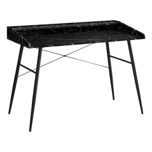 Monarch Specialties Computer Desk, Home Office, Laptop, Storage Shelves, 48"l, Work, Metal, Laminate, Black Marble Look, Contemporary, Modern