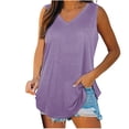 thumbnail image 1 of AherBiu Womens Tank Tops V Neck Basic Solid Color Tops Flowy Loose Fitted Summer Sleeveless Camis Shirts, 1 of 7