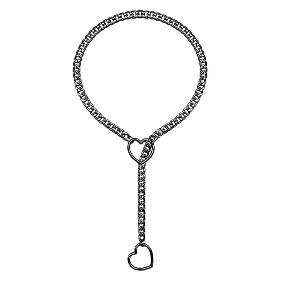 Adjustable Punk Heart Lock Pendant Necklace Cuban Link Long Chain Y Shape Jewelry For Women Stainless Steel Gothic Retro Lariat