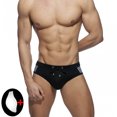 thumbnail image 2 of Ediodpoh Men's Swim Trunks Low Rise Triangle Removable Cup Swimsuit Color Block Swimming Trunks Mens Beach Shorts Black XL, 2 of 9