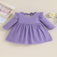 thumbnail image 3 of Toddler Baby Girl Dresses Long Sleeve Ruffle Solid Color Dress Casual Party Mini Dress Fall Winter Clothes, 3 of 8