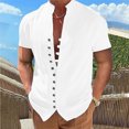thumbnail image 1 of DPTALR Hommes Casual Stand Col Manches Courtes Bouton Fermeture Chemise Hawaii Blouse, 1 of 6
