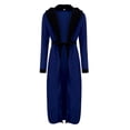 thumbnail image 4 of Men's Color Blocked Velvet Bathrobe Pajama Sleeping Robe with Hood, 4 of 5