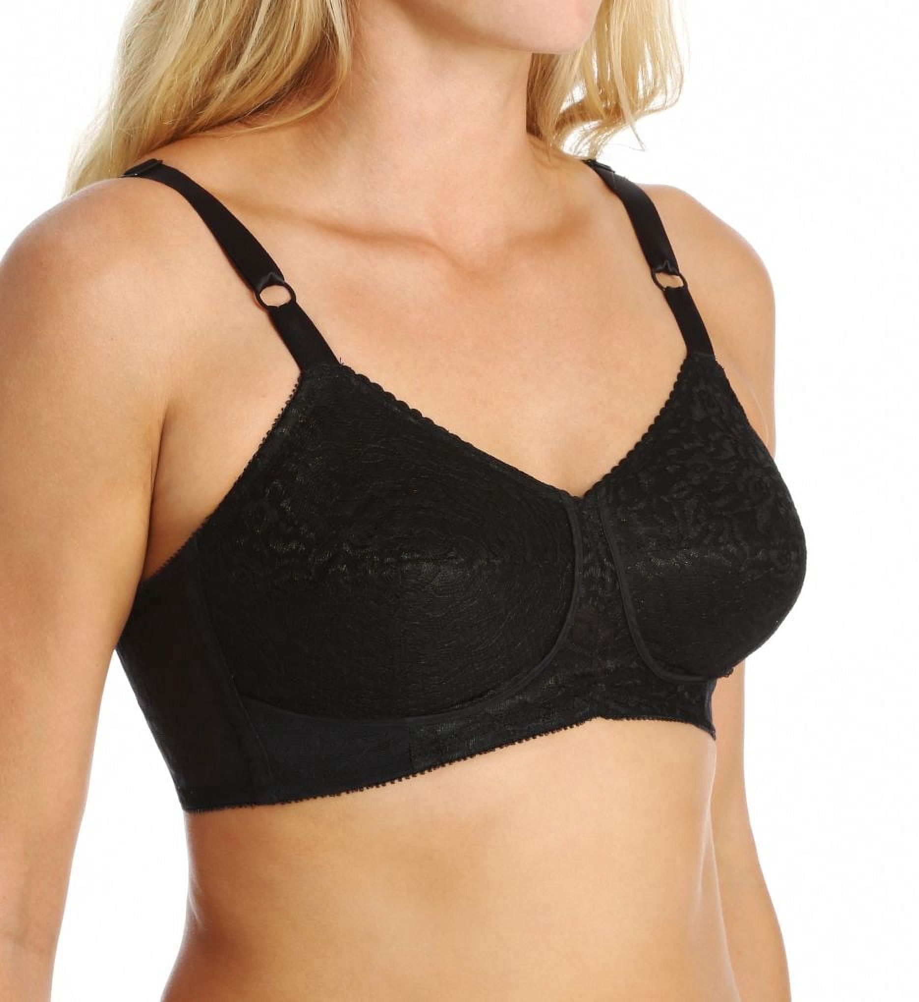 Women's Rago 2101 Lacette Satin and Lace Wireless Support Bra (Black 38C)