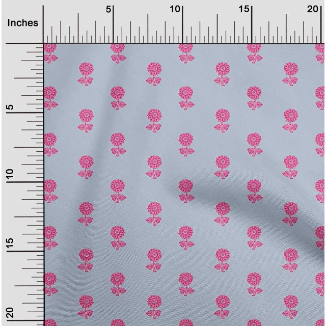 oneOone Georgette Viscose Fabric Floral Block Print Fabric BTY 42 Inch Wide