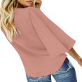 thumbnail image 3 of CHUANK Women‘s Button Down V Neck Tops Ruffled 3/4 Sleeve Tie Knot Front Blouses White Sizes S-2XL, 3 of 3