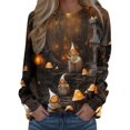 thumbnail image 1 of Pullover Tops For Womens Print O Neck Sweatshirt  Neck Fit Pullover Tops Suitable Long Sleeve Workout Shirts Loose Blouse, 1 of 4