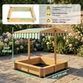 thumbnail image 3 of Outsunny Wooden Sandbox with Cover, Adjustable Canopy, Light Brown, 3 of 10