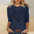 thumbnail image 2 of Penkiiy T-Shirts à Manches 3/4 Imprimés Cœur Col Rond Tunique de la Saint-Valentin Blouse S Marine, 2 of 5