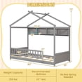 thumbnail image 3 of Gymax Lit Cabane Format Simple avec Tablette de Rangement, Tête de Lit et Garde-Corps, Lattes en Bois, Gris, 3 of 10