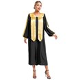 thumbnail image 1 of Raenseen Robe de Chorale Unisexe de Luxe à Col en V à Manches Longues Robe de Doctorat Costume de Juge Robe de Collation des Grades Noir TG, 1 of 7
