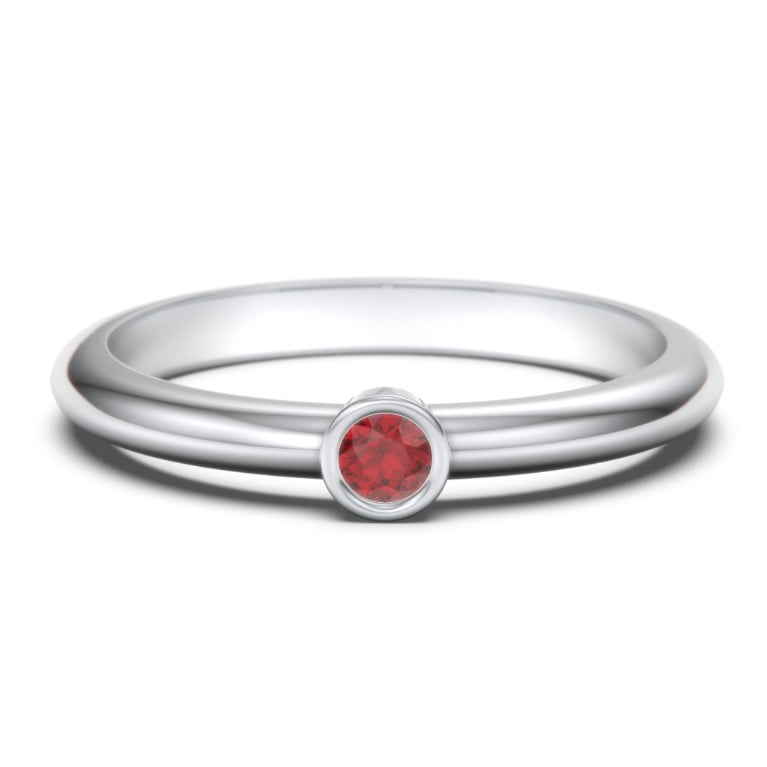 Classic Bezel Set Birthstone Ring - Garnet (January)
