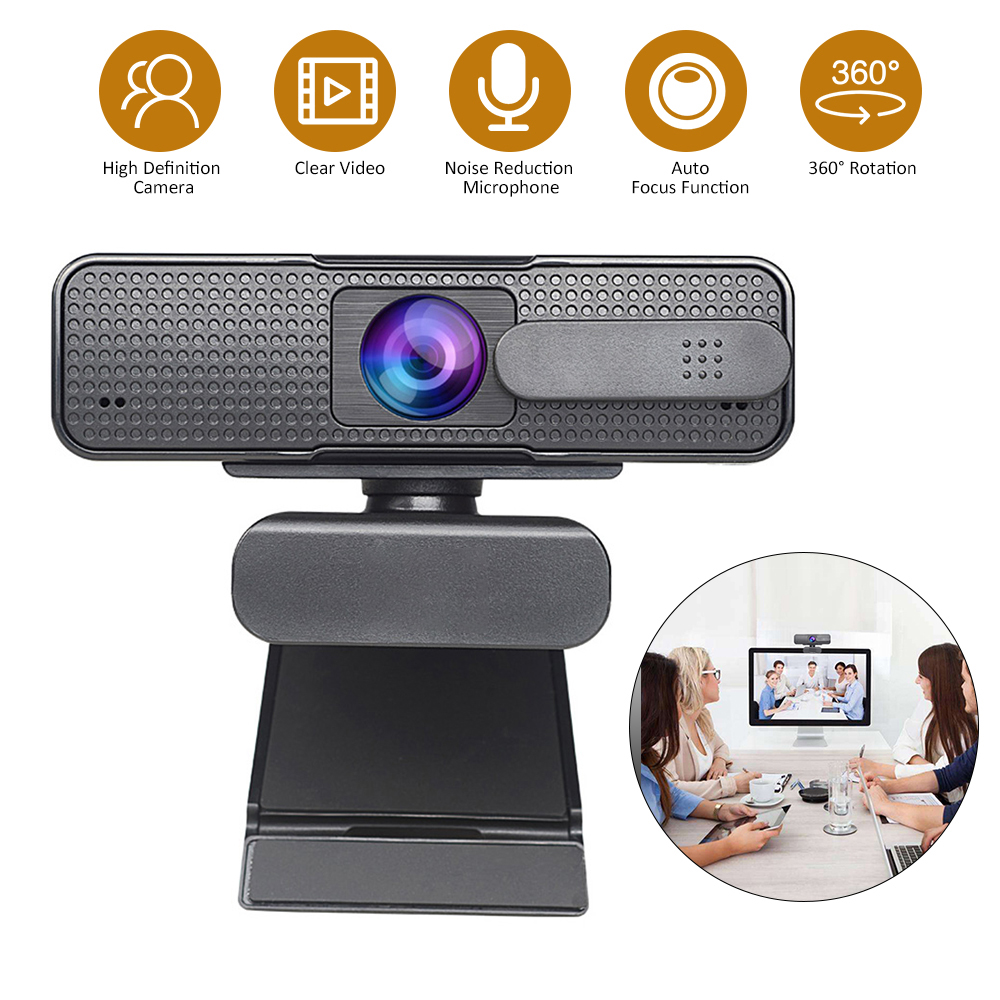 ASHU Webcam with Double Noise Reduction Mic, 30FPS Full HD 1080P Webcam Video Camera for Computer PC,Autofocus