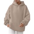 thumbnail image 1 of MeetoTime Women's Oversized Sweatshirt Fall Lightweight Long Sleeve Hoodie Fleece Pocket Pullover Tops, 1 of 6