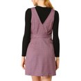 thumbnail image 3 of INSPIRE CHIC Women's Overall Suspender Check Houndstooth Pinafore Dress, 3 of 6