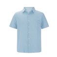 thumbnail image 3 of Chemises pour Hommes, Chemise Habillée Décontractée à Manches Courtes Boutonnée Texturée Hawaïenne Unie, 3 of 5