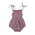 thumbnail image 1 of Kmbangi Infant Summer Cotton Sling Romper Lace Up Stretch Ruched Jumpsuit, 1 of 9