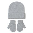 thumbnail image 1 of FAOWME Baby Knitted Hat And Glove Set Versatile Solid Color Fall Children Wool Pullover Hat Grey S, 1 of 2