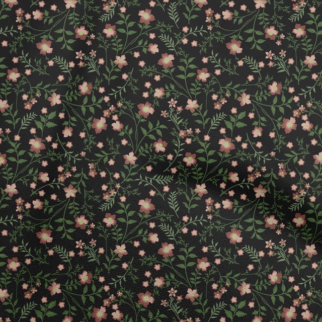 oneOone Cotton Silk Dark Rose Brown Fabric Florals Craft Projects Decor Fabric Printed By The Yard 42 Inch Wide