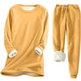 thumbnail image 1 of Ensemble de Survêtement en Molleton pour Femmes 2 Pcs, Tenue d'Hiver Chaude, Doublé Sherpa, Survêtement Uni à Col Ras du Cou, Chandails et Pantalons de Survêtement, 1 of 4
