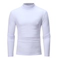 thumbnail image 1 of Men‘s Autumn Winter Pure Color Turtleneck Long Sleeve T-shirt Top Blouse, 1 of 3