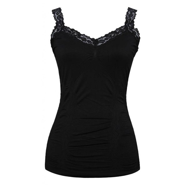 MOPAS Haut Noir Sans Manches à Col en V pour Femmes Taille Unique