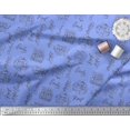thumbnail image 2 of Soimoi Blue Rayon Fabric Merry Christmas Text Print Fabric by Yard 42 Inch Wide, 2 of 5