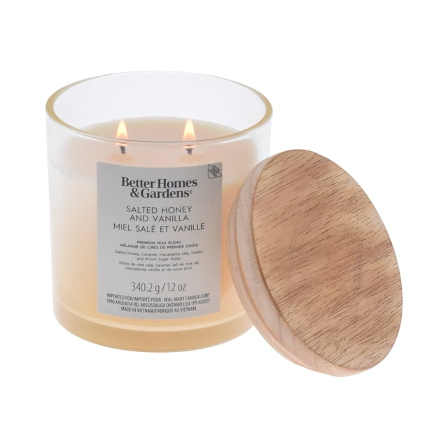 Better Homes & Gardens Scented 2-wick 12 oz. Parrafin Wax Ombre Jar Candle, Salted Honey Vanilla