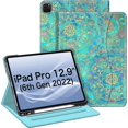 thumbnail image 1 of Étui Folio pour iPad Pro 12.9 Pouces 6e Génération 2022, Support Intelligent Multi-Angle avec Porte-Crayon et Poche, 1 of 5