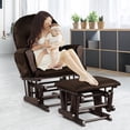 thumbnail image 4 of Patiojoy Nursery Glider and Ottoman, Adult Rocking Chair with Storage Pocket for Bedroom and Living Room, Brown, 4 of 5