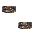 thumbnail image 4 of QualitChoice Bracelet Multi-layers Magnetic Buckle Leather Multi-colored Leopard Print Valentines Day Gifts Bracelets Hand Jewelry Brown 2Set, 4 of 6